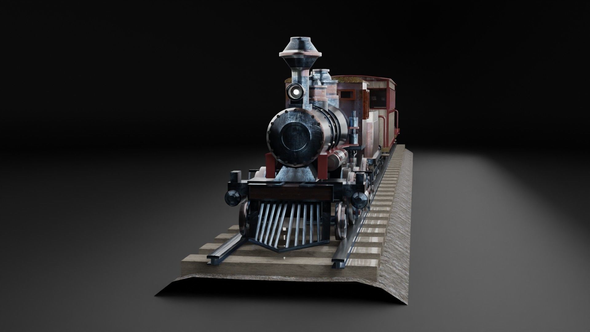 Old Train - Low poly Low-poly 3D model_1