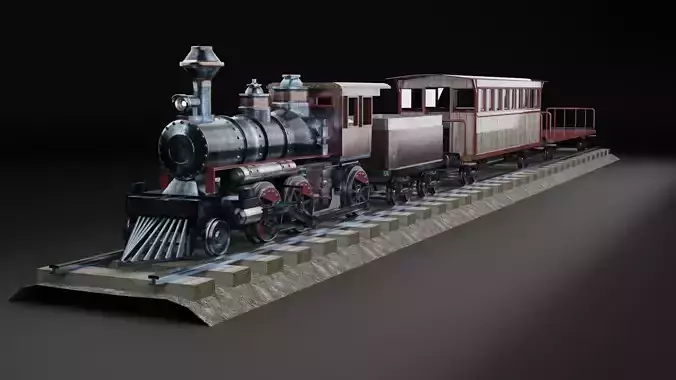 Old Train - Low poly Low-poly 3D model