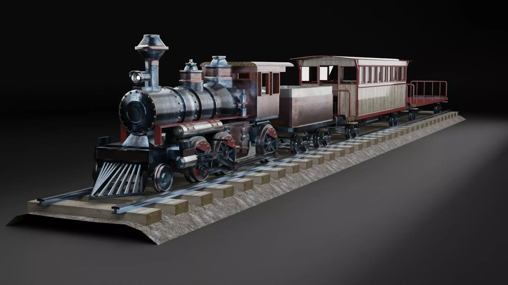 Old Train - Low poly Low-poly 3D model_0