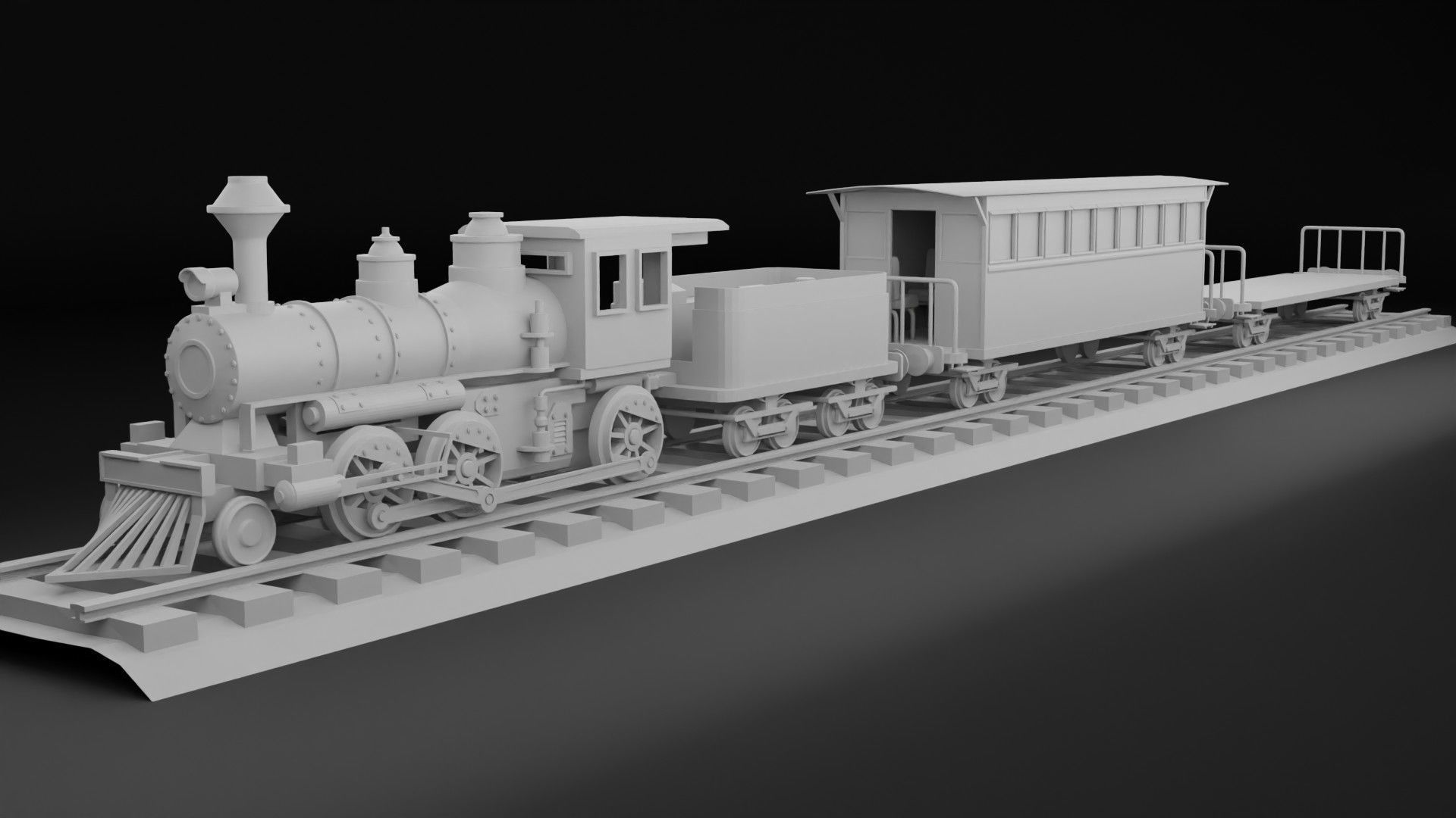 Old Train - Low poly Low-poly 3D model_7