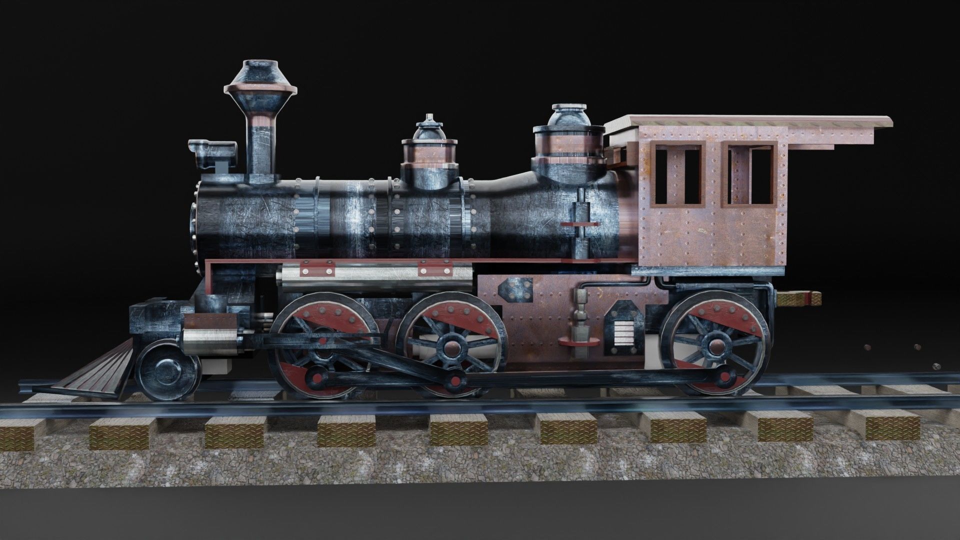Old Train - Low poly Low-poly 3D model_2