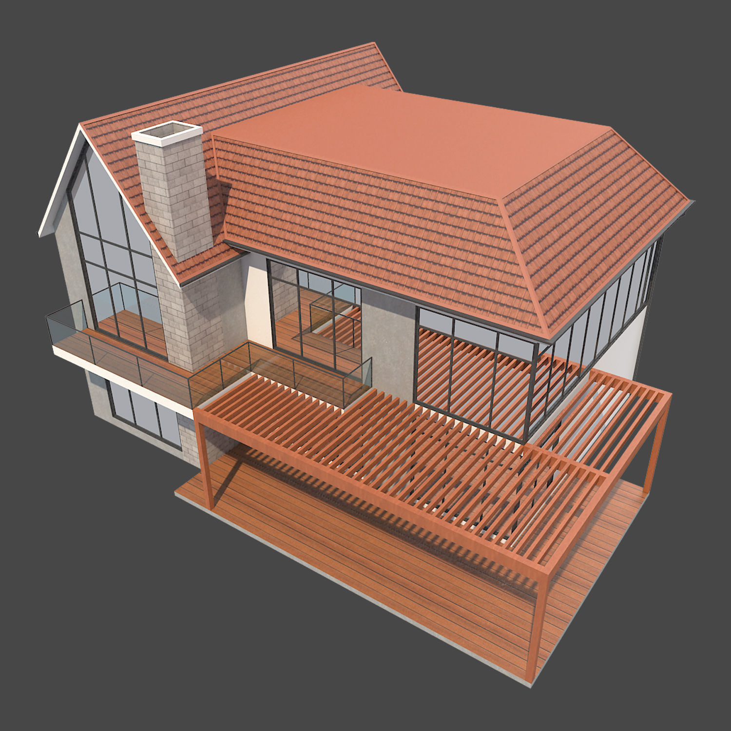 House 2 modern 3D model_3
