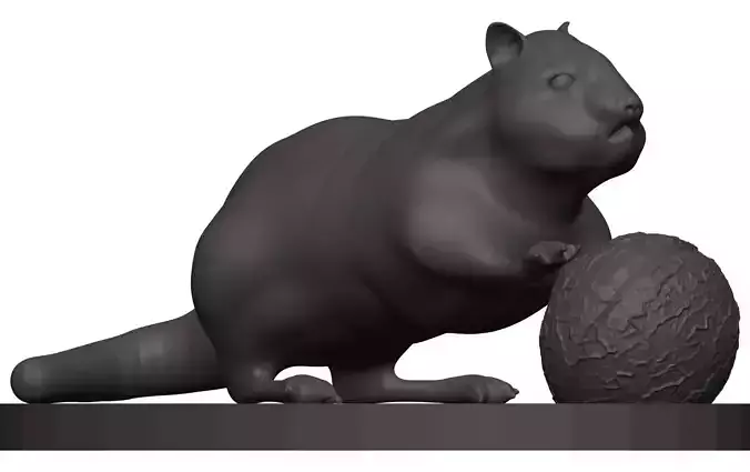 Chipmunk beaver playing with ball 3D model