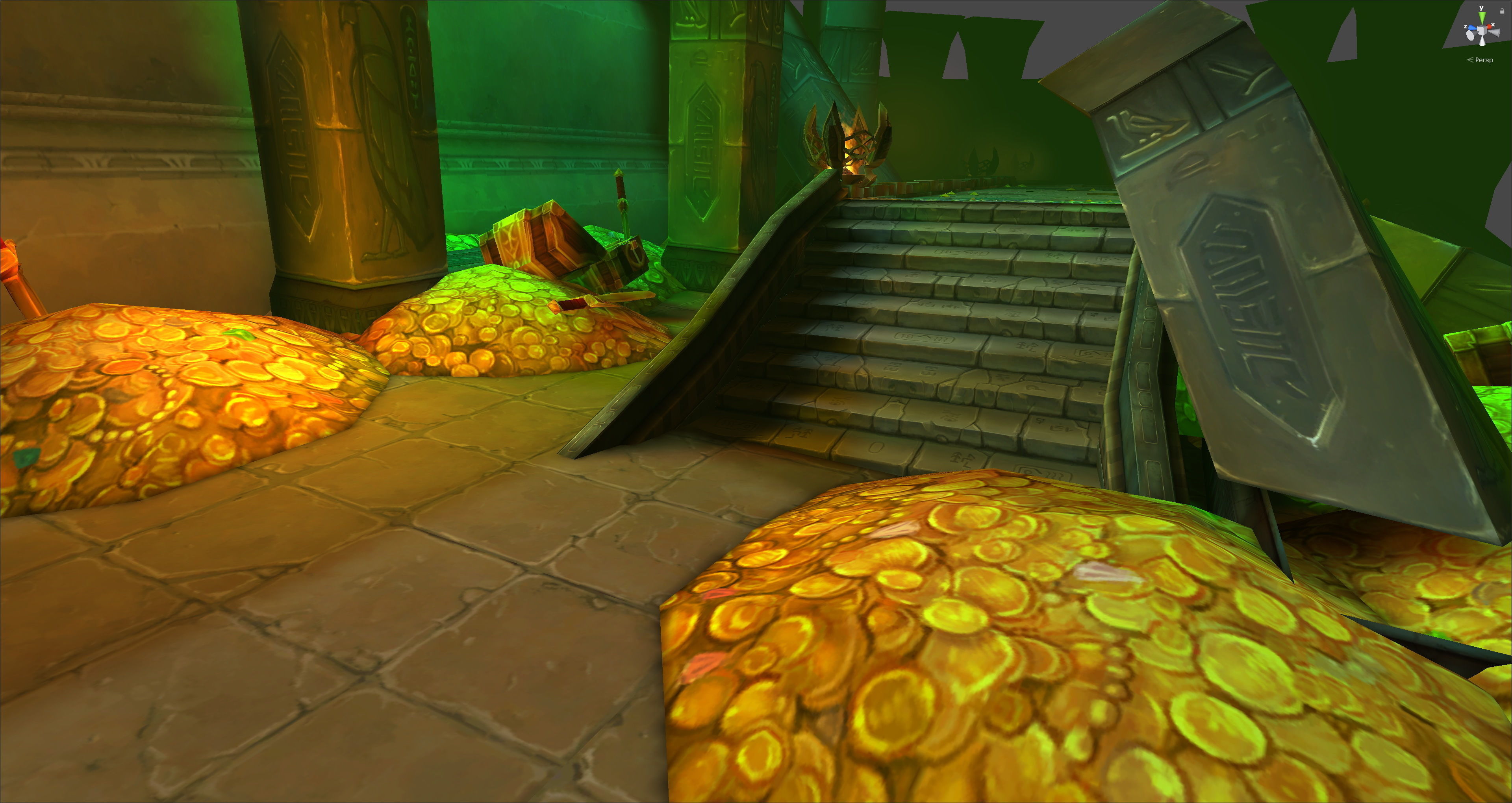 Fantasy Chess RPG Environment - Gold Dungeon Low-poly 3D model_2