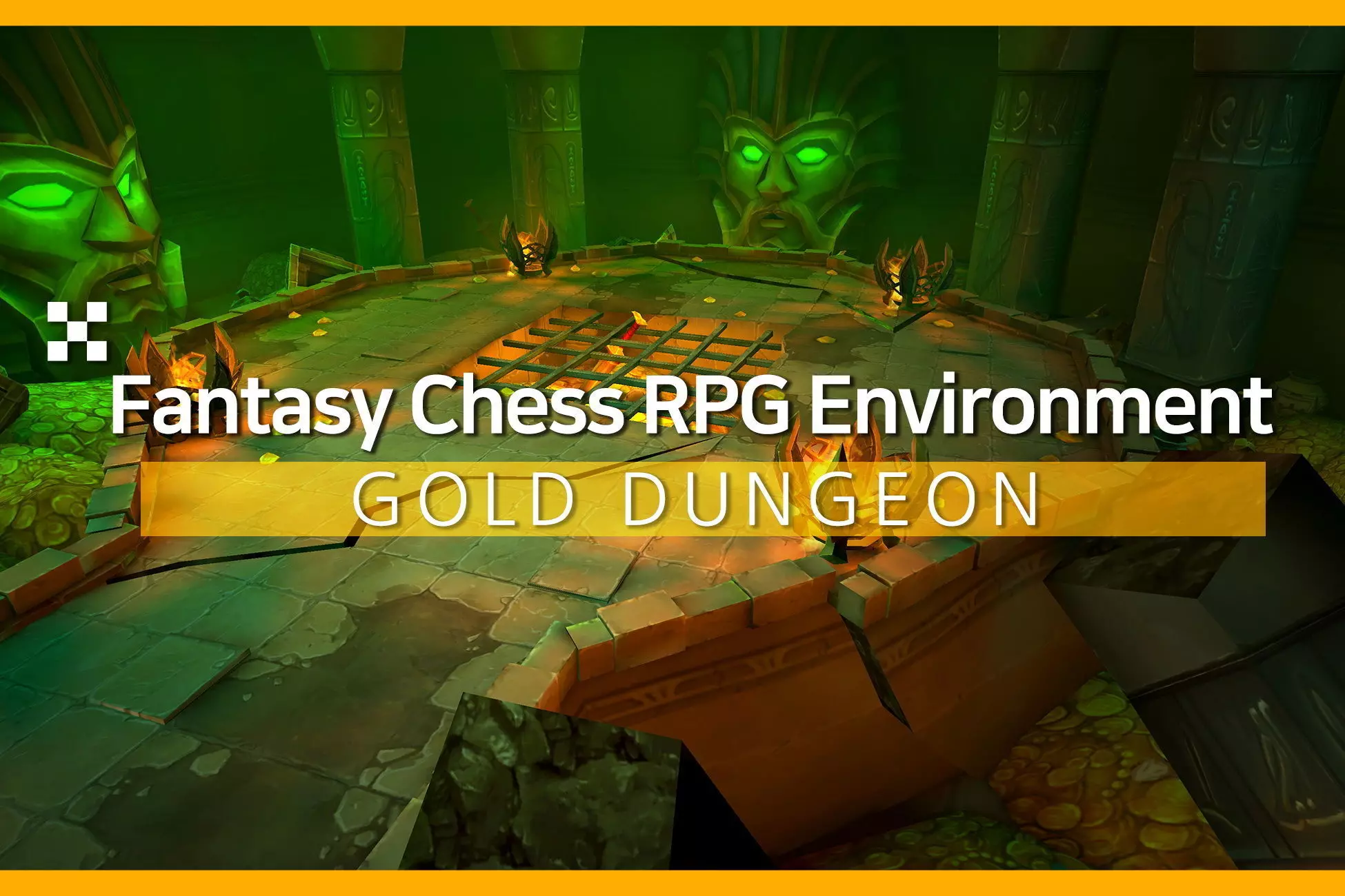 Fantasy Chess RPG Environment - Gold Dungeon Low-poly 3D model_0