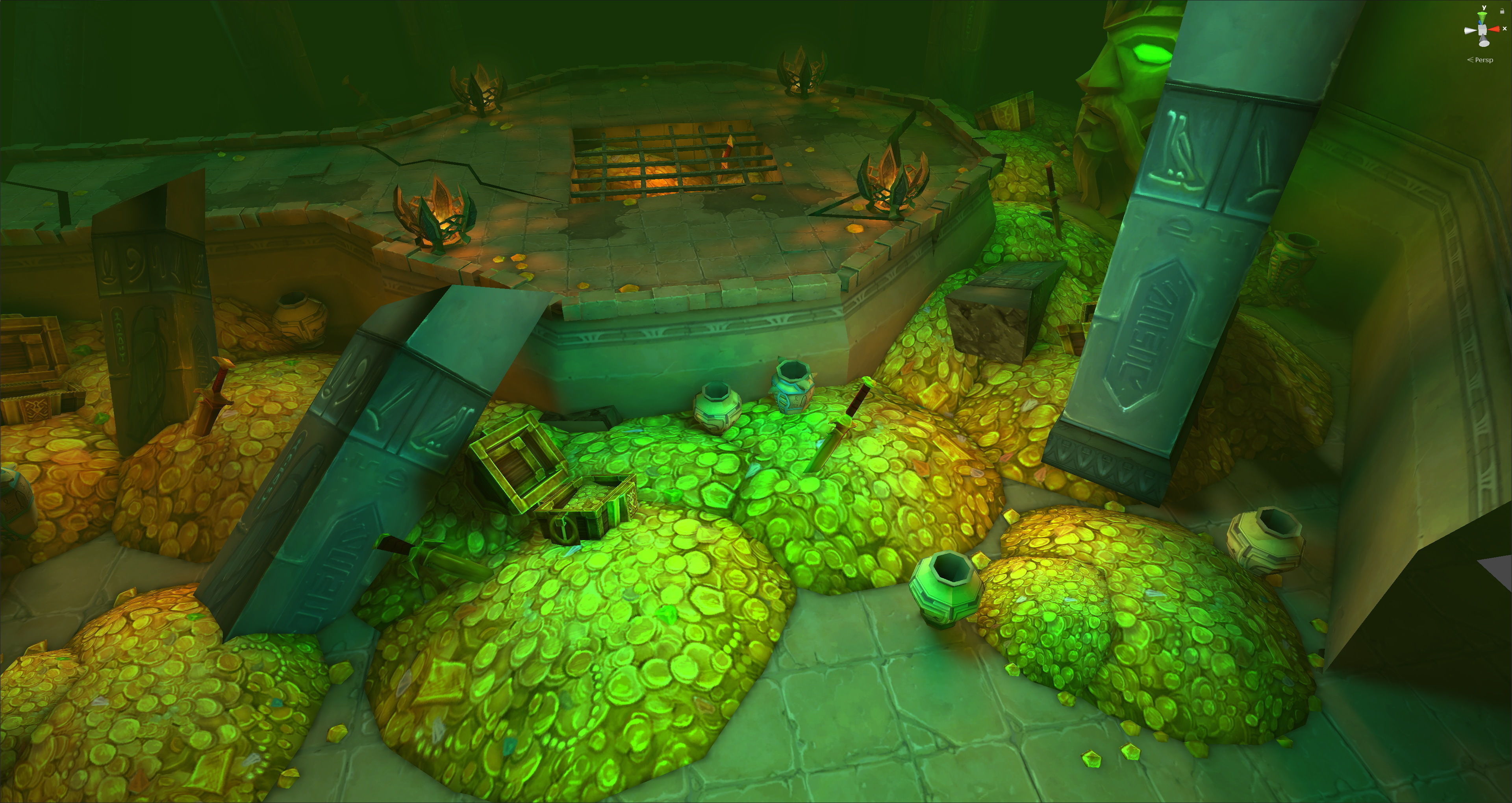 Fantasy Chess RPG Environment - Gold Dungeon Low-poly 3D model_7