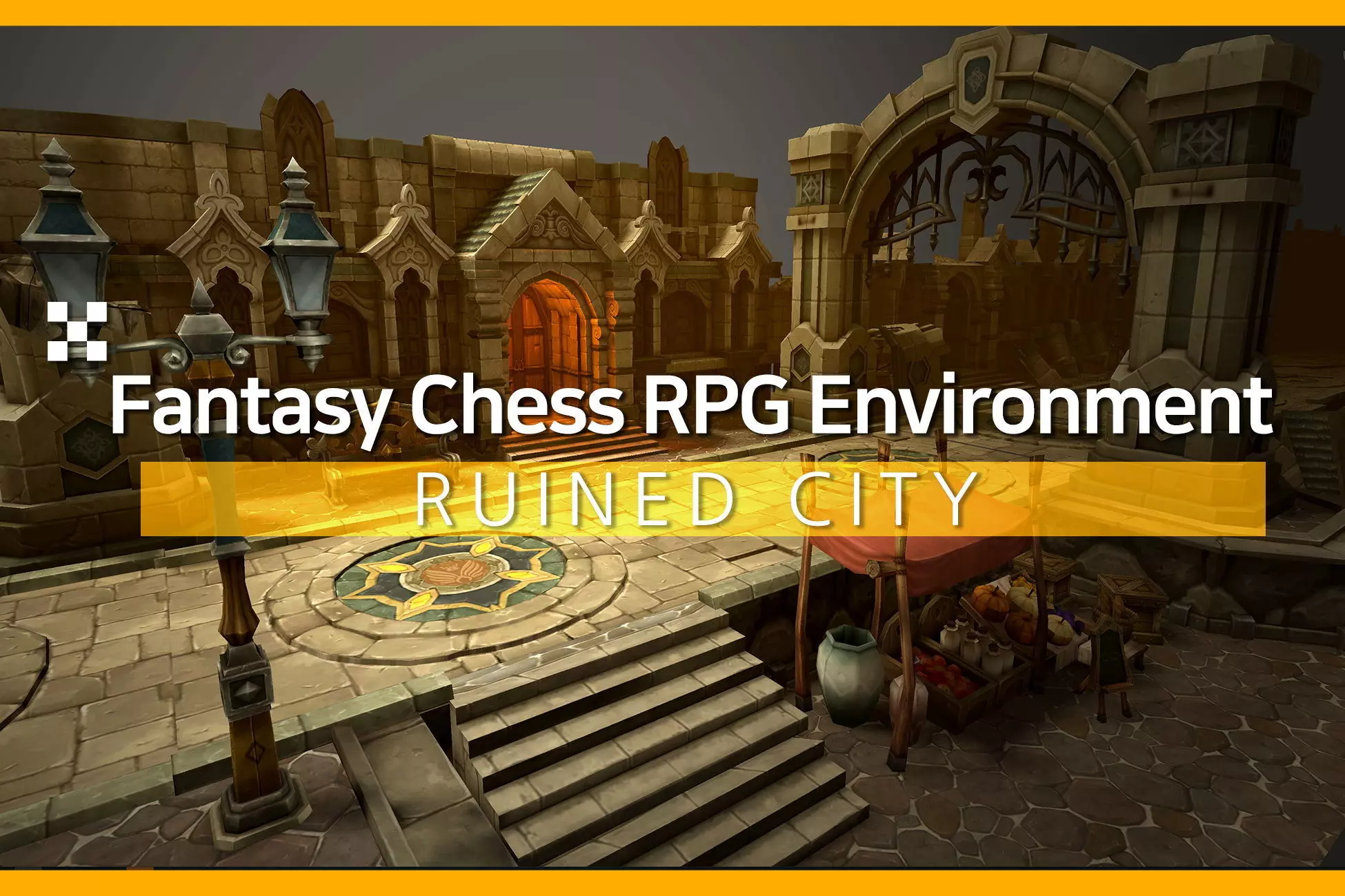 Fantasy Chess RPG Environment - Ruined City Low-poly 3D model