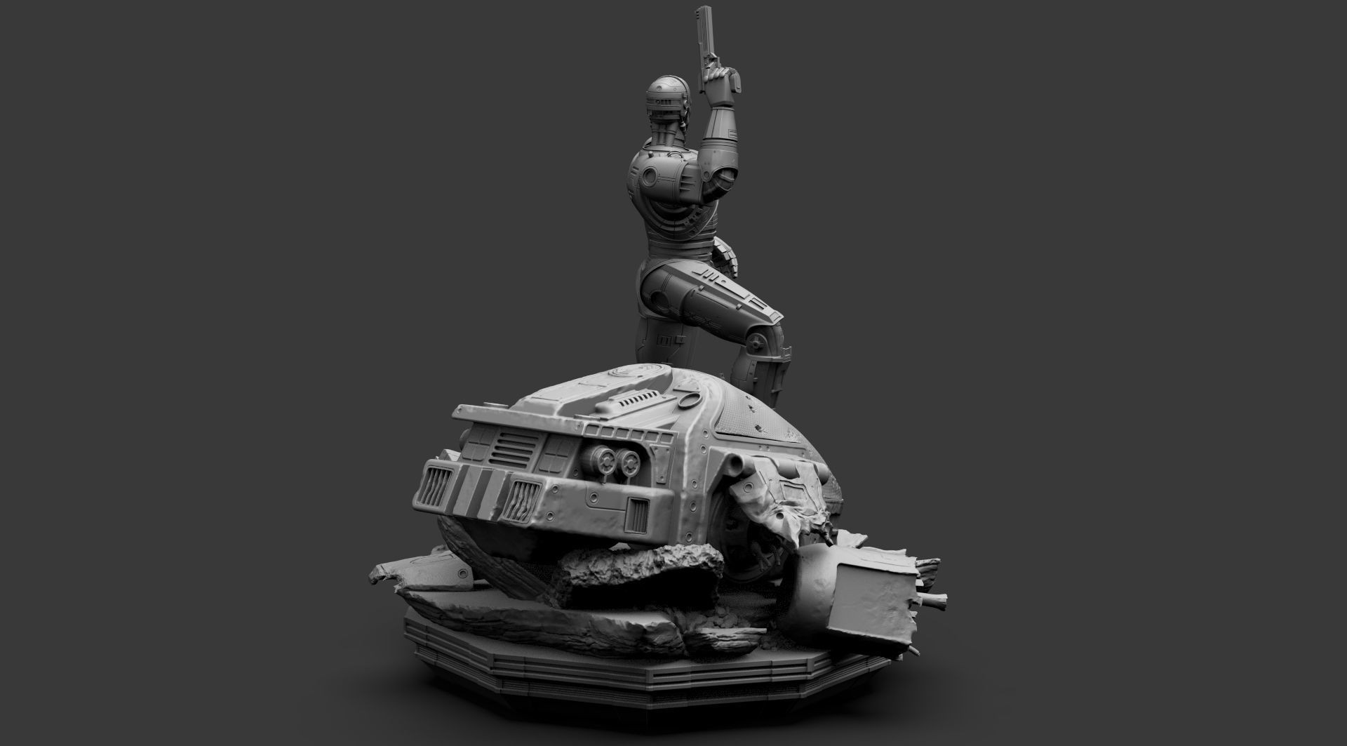 Robocop Diorama and Statue 3D Printable 3D print model_7