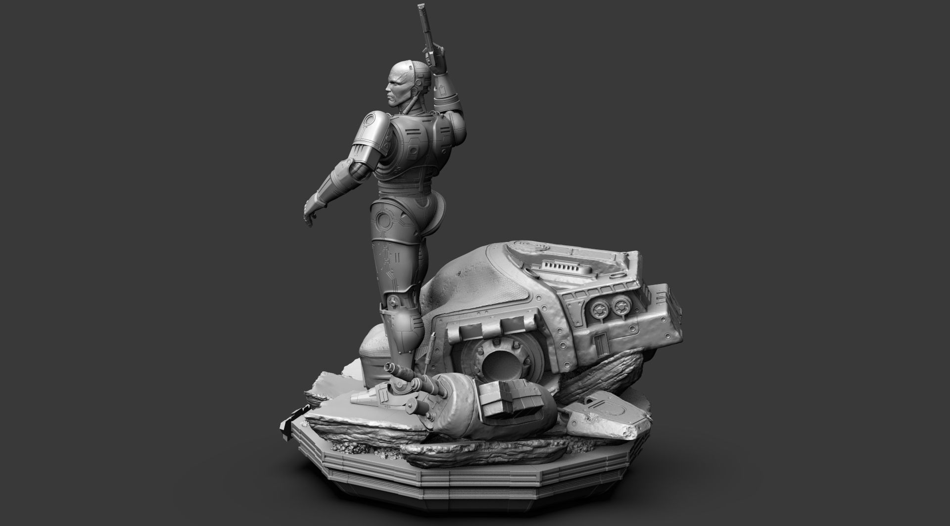 Robocop Diorama and Statue 3D Printable 3D print model_5