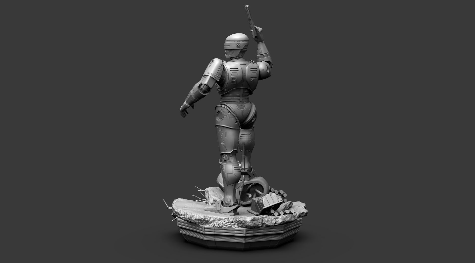 Robocop Diorama and Statue 3D Printable 3D print model_17