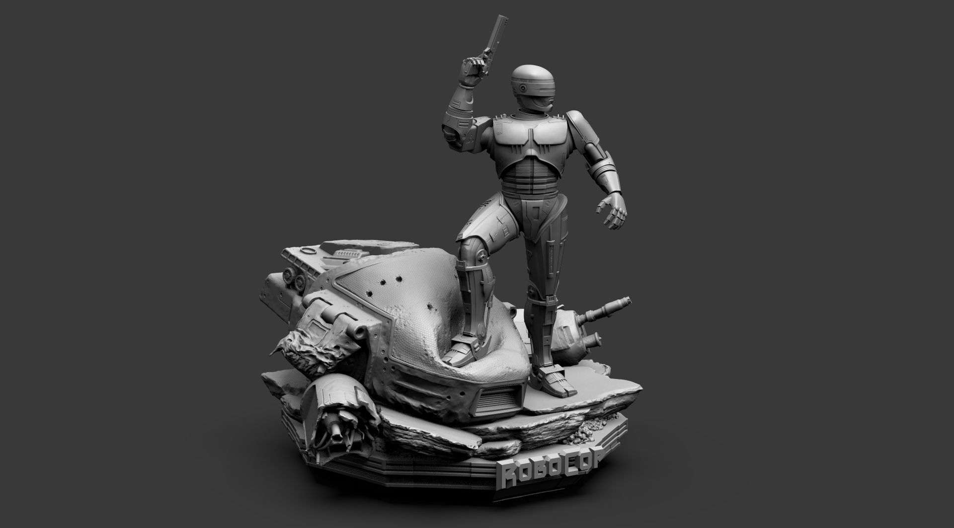 Robocop Diorama and Statue 3D Printable 3D print model_14
