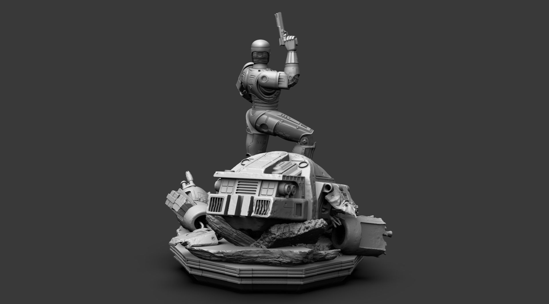 Robocop Diorama and Statue 3D Printable 3D print model_13