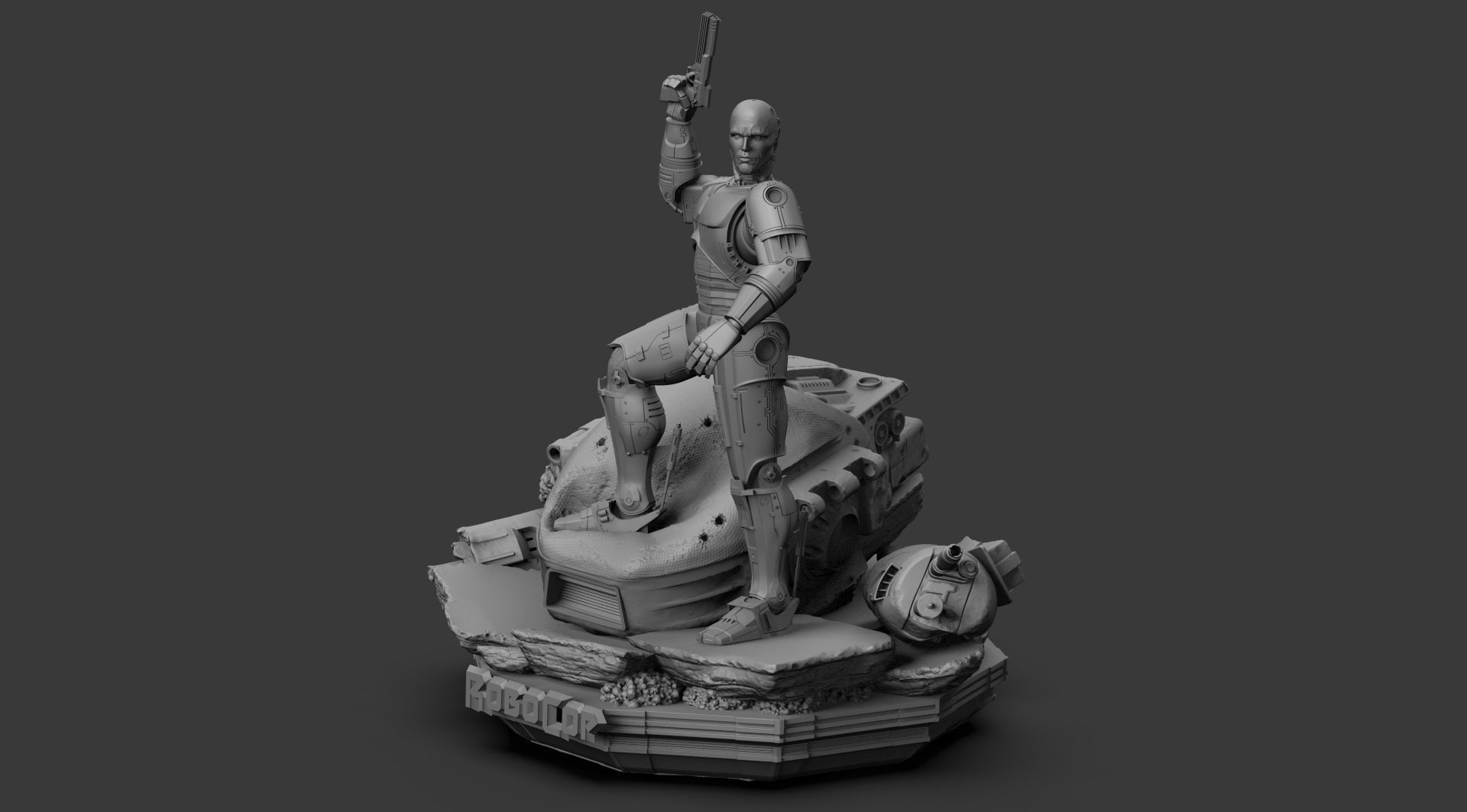 Robocop Diorama and Statue 3D Printable 3D print model_4