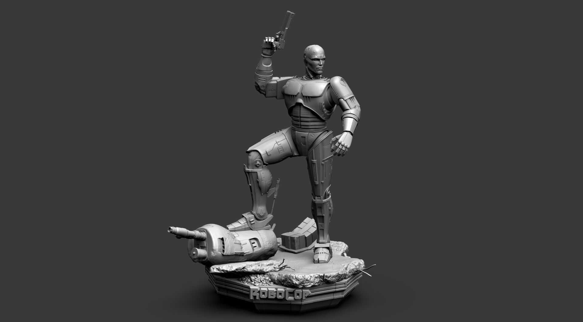 Robocop Diorama and Statue 3D Printable 3D print model_21
