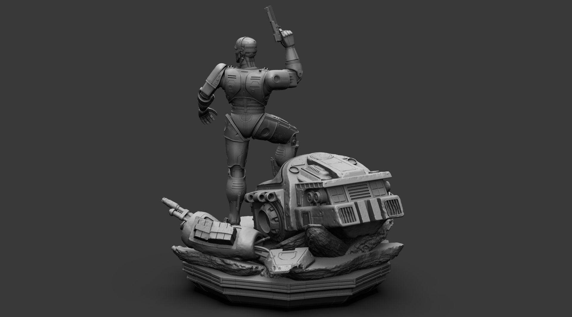 Robocop Diorama and Statue 3D Printable 3D print model_6