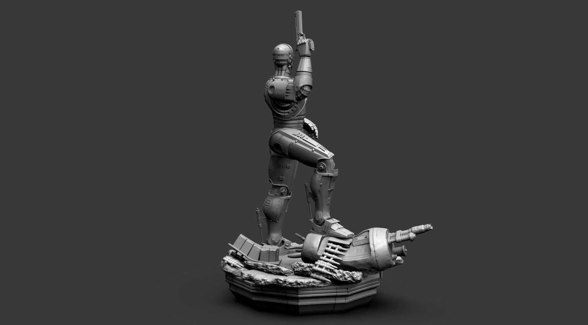 Robocop Diorama and Statue 3D Printable 3D print model_25
