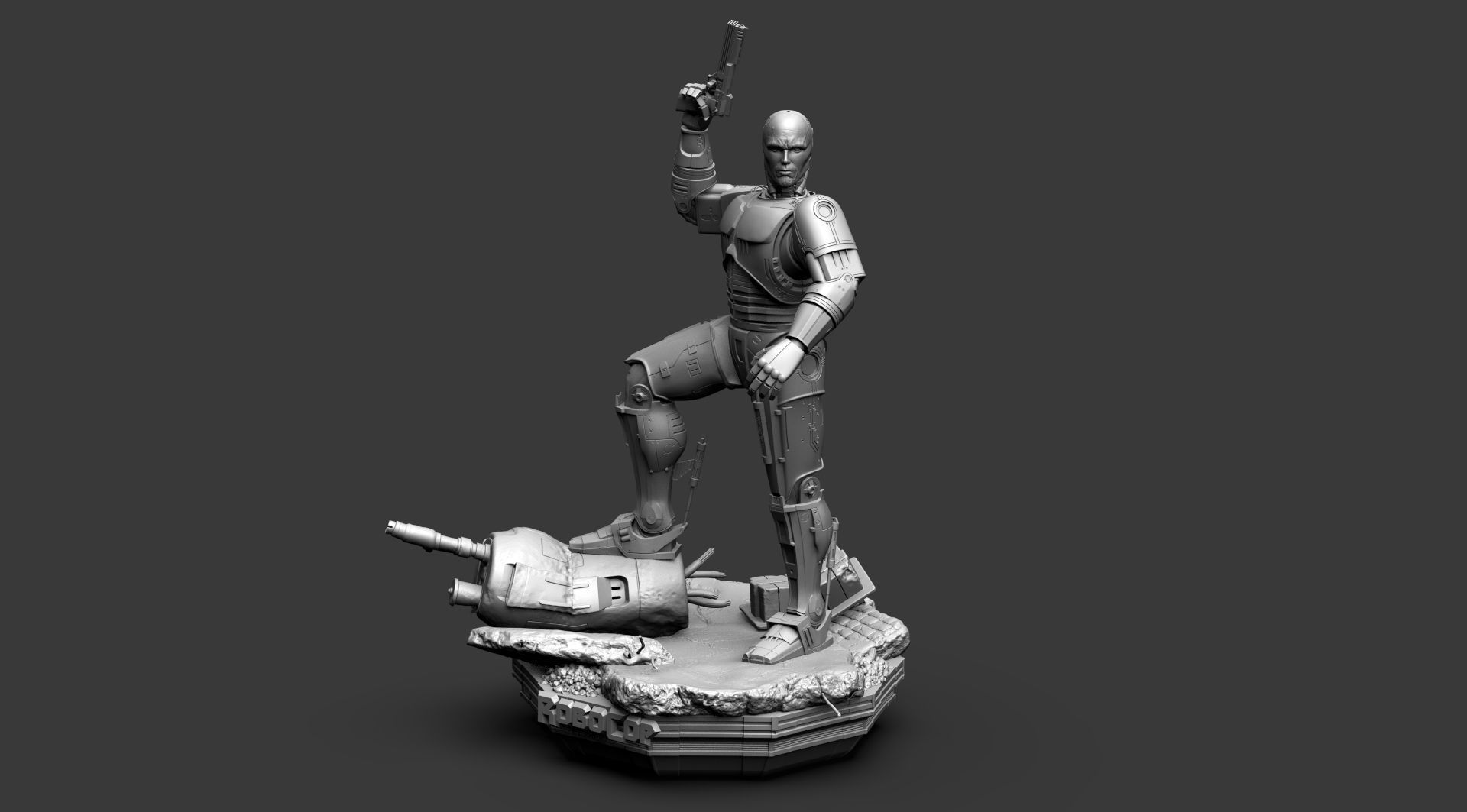 Robocop Diorama and Statue 3D Printable 3D print model_22