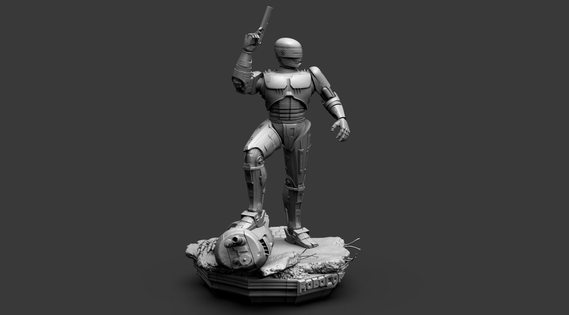 Robocop Diorama and Statue 3D Printable 3D print model_20