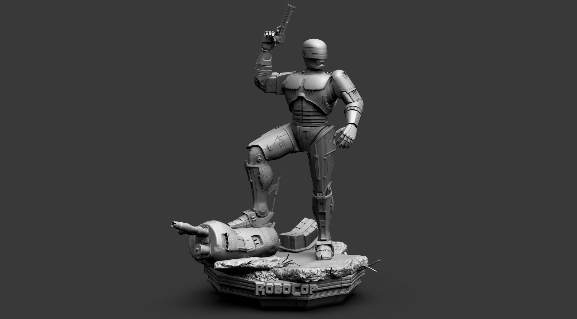 Robocop Diorama and Statue 3D Printable 3D print model_15