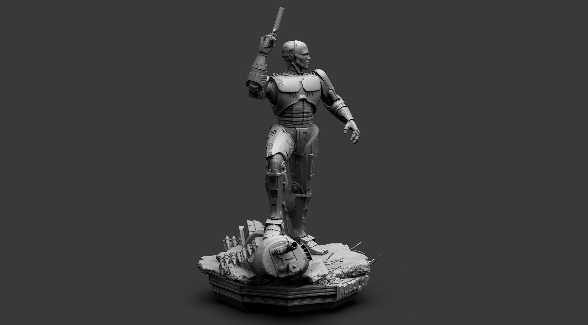 Robocop Diorama and Statue 3D Printable 3D print model_26