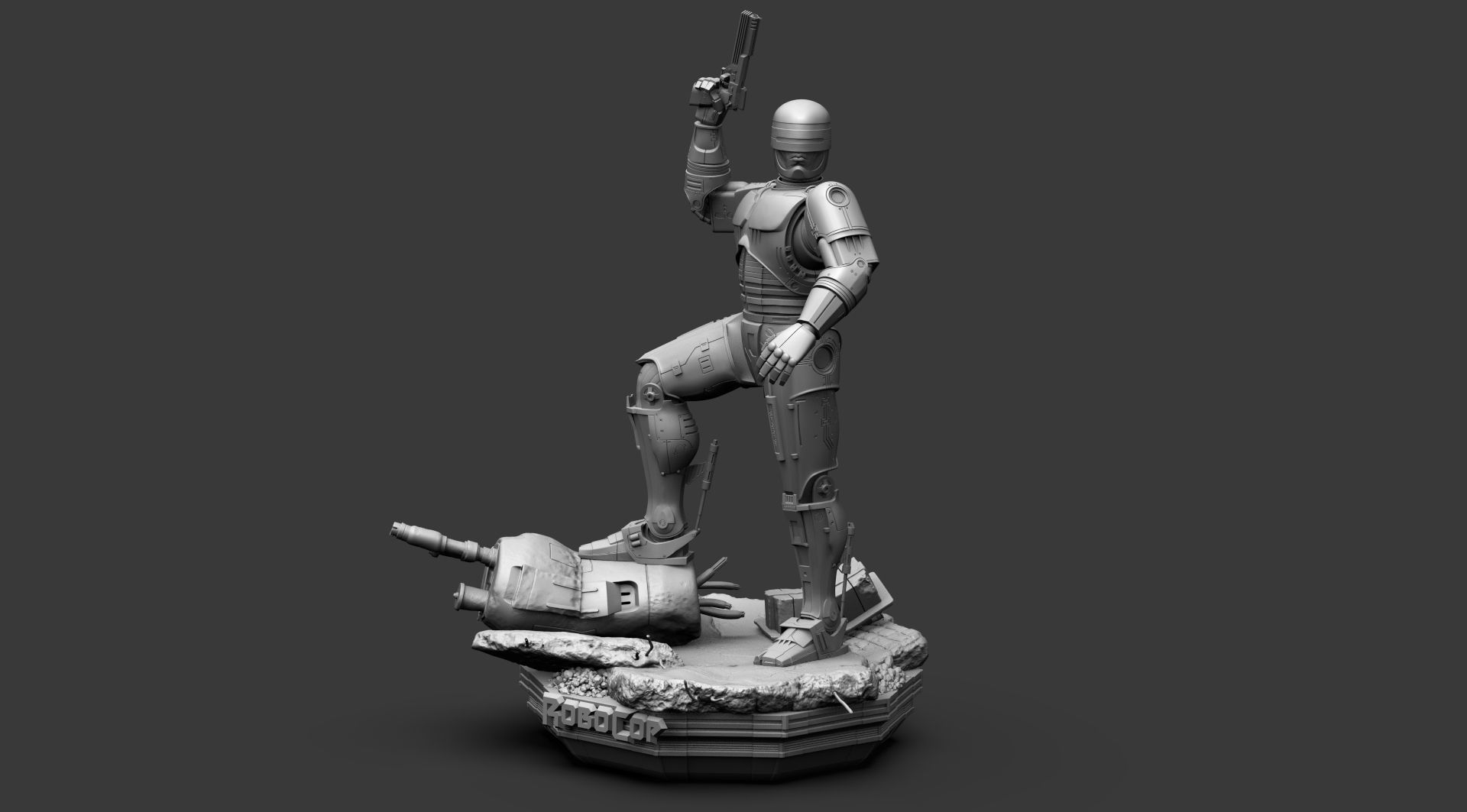 Robocop Diorama and Statue 3D Printable 3D print model_16