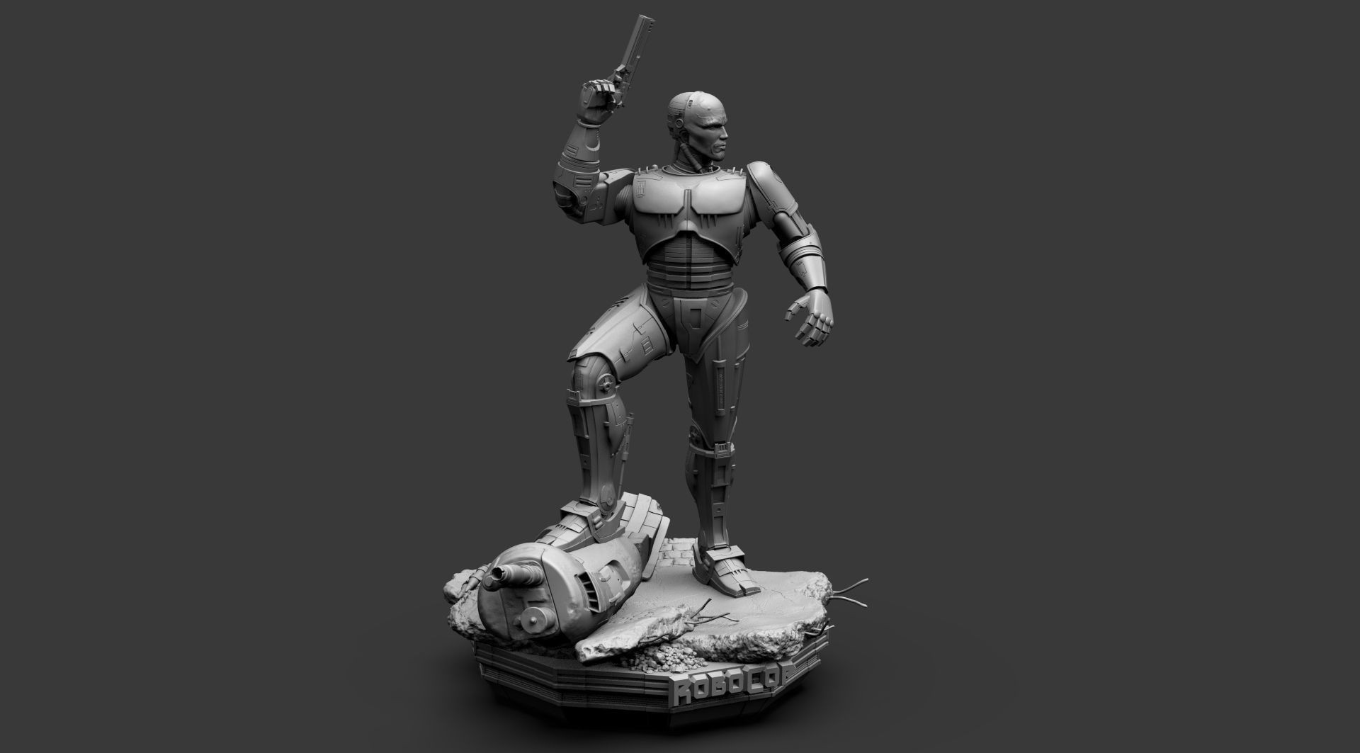 Robocop Diorama and Statue 3D Printable 3D print model_27