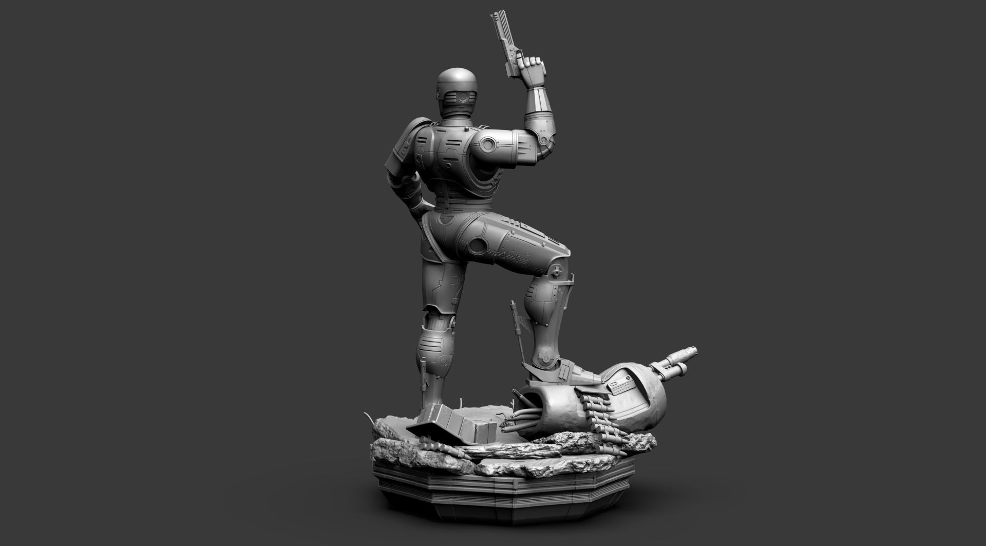 Robocop Diorama and Statue 3D Printable 3D print model_18
