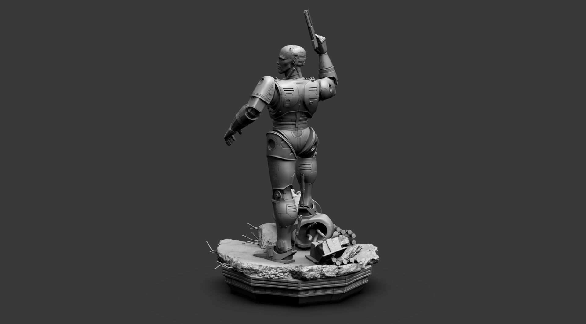 Robocop Diorama and Statue 3D Printable 3D print model_23
