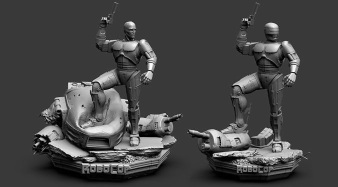 Robocop Diorama and Statue 3D Printable 3D print model