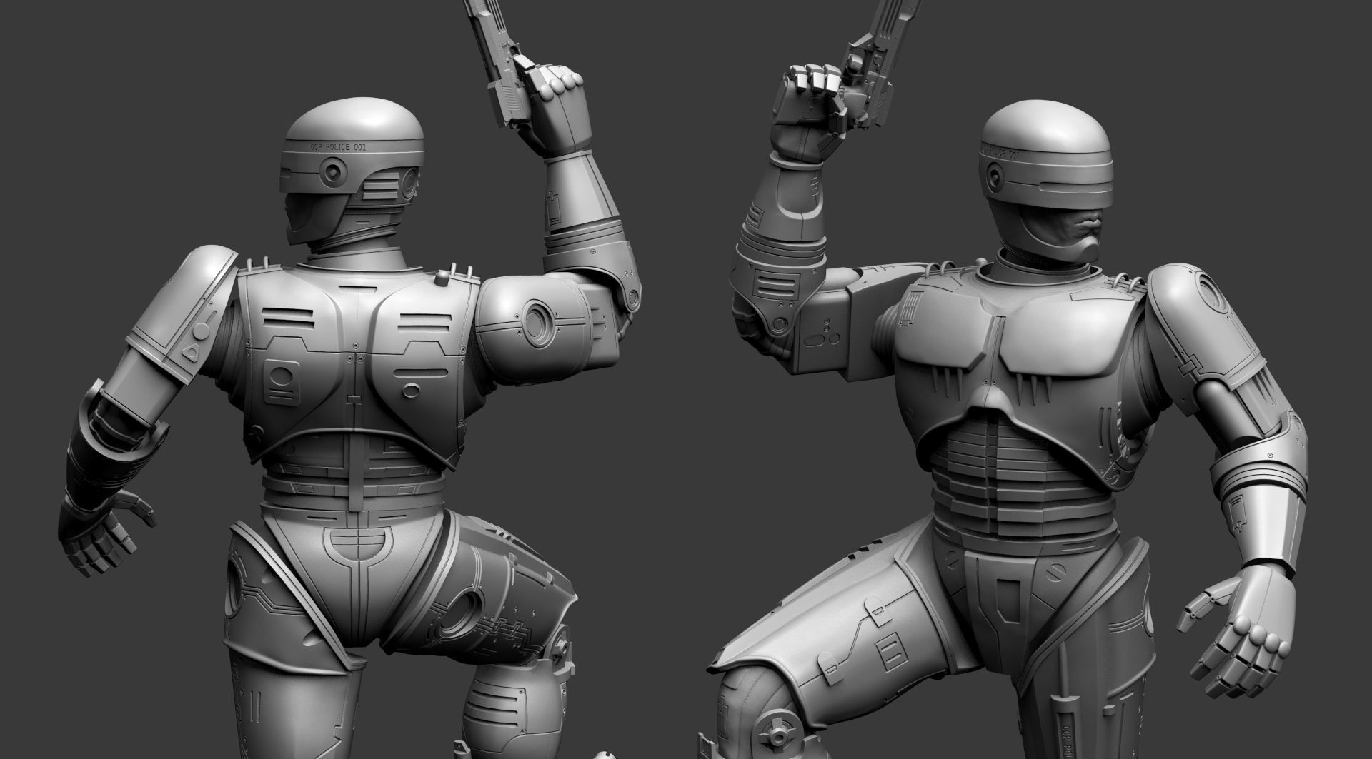 Robocop Diorama and Statue 3D Printable 3D print model_2