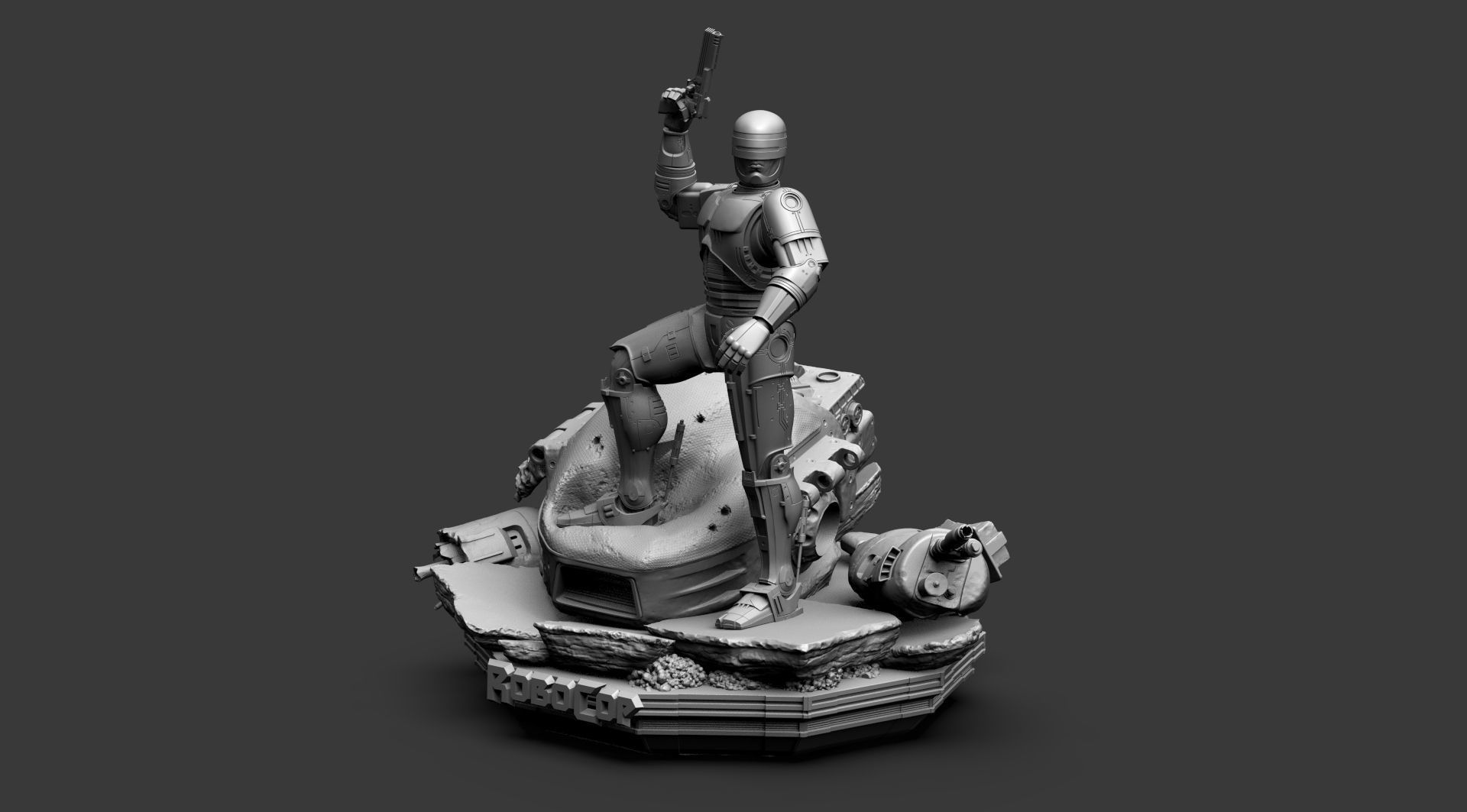 Robocop Diorama and Statue 3D Printable 3D print model_10