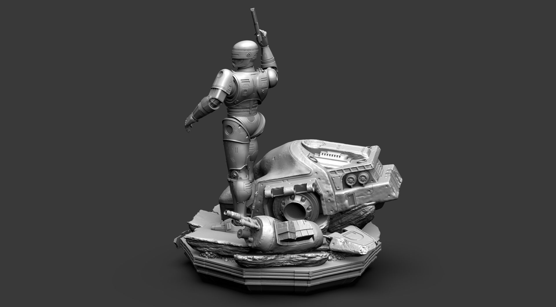 Robocop Diorama and Statue 3D Printable 3D print model_11