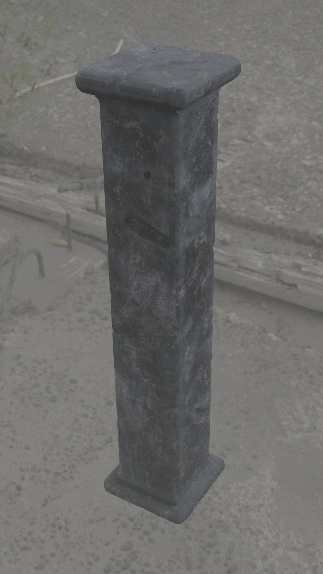 Stone post blender Low-poly 3D model_1