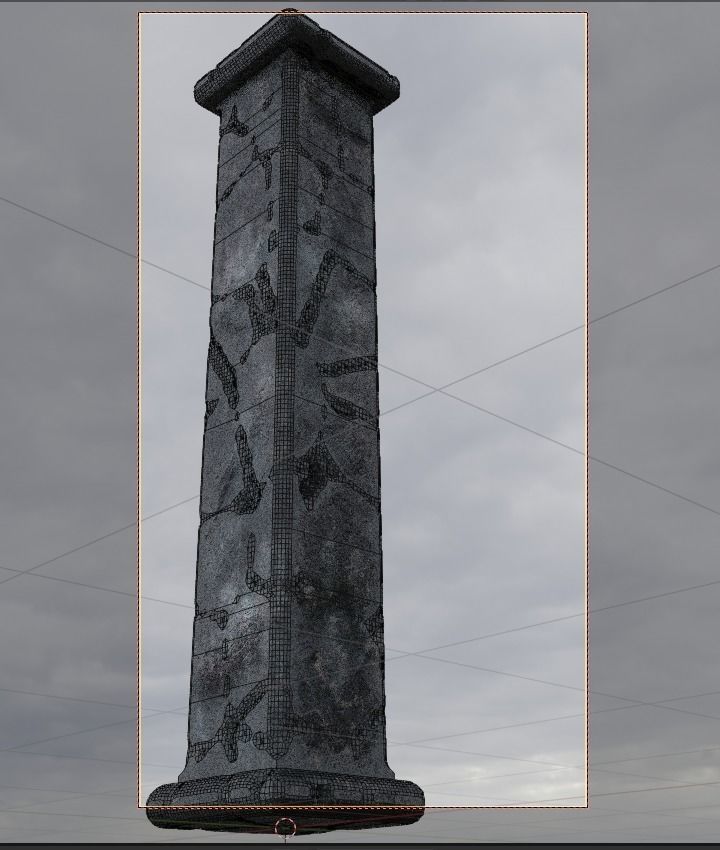 Stone post blender Low-poly 3D model_4