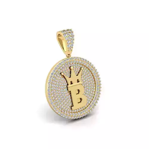 B Custom Pendent 3d Model And Render Detail