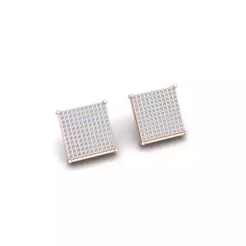 Square Stud Earring 3d Model Render detail