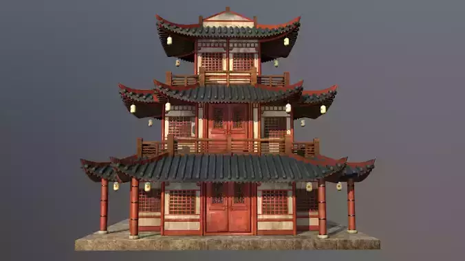  Asian Japanese and Chinese Realistic Building 3D model