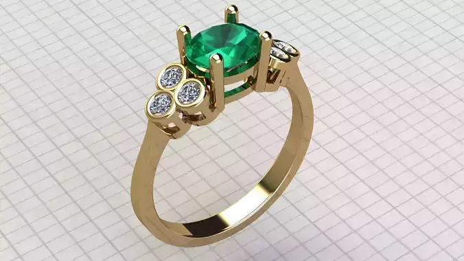 oval engagement ring - sapphire emerald ruby stl file