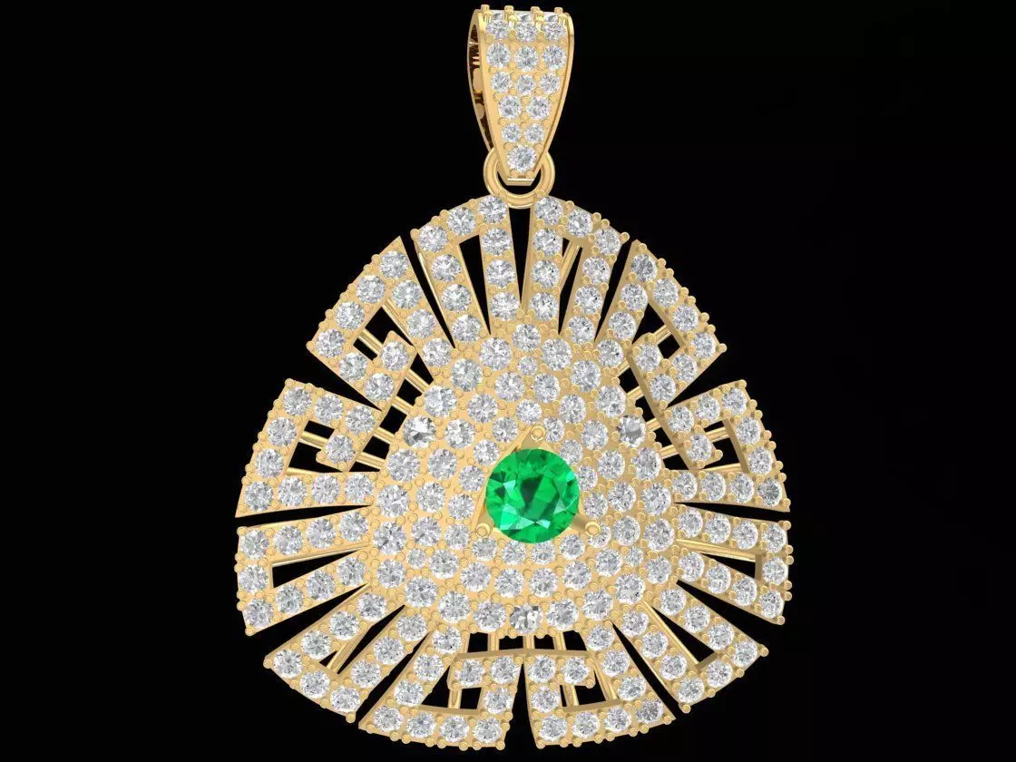 Radiant Burst Diamond Pendant with Center Gemstone 3144 3D print model