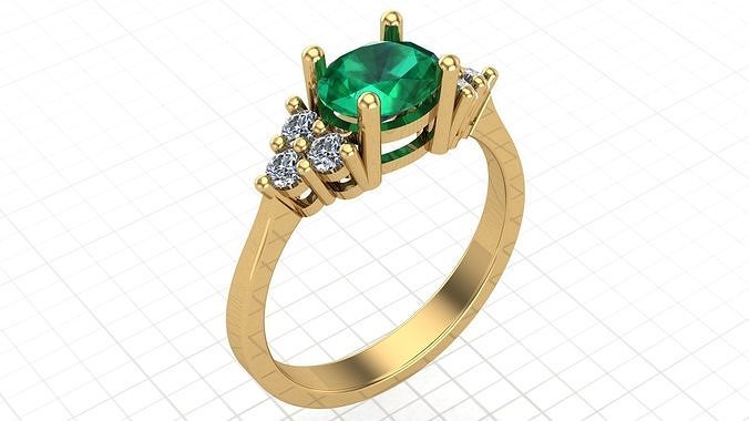 oval moissanite ring stl file 3D print model