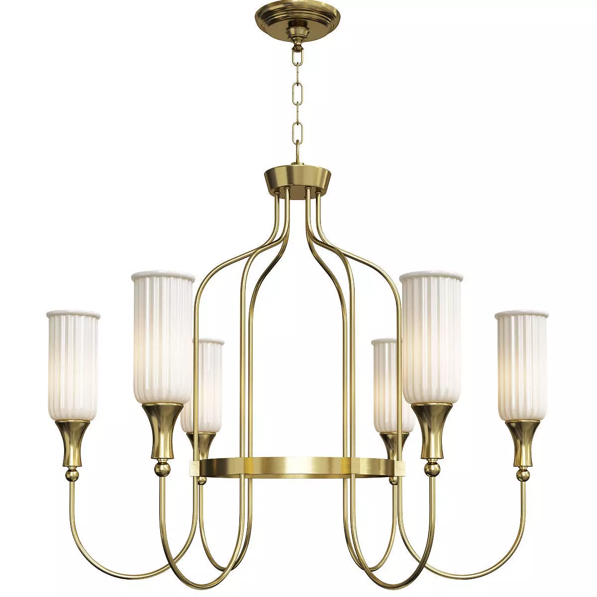 Cylinder Fixture Traditional Opal Glass Pendant Lighting Low-poly 3D model_0