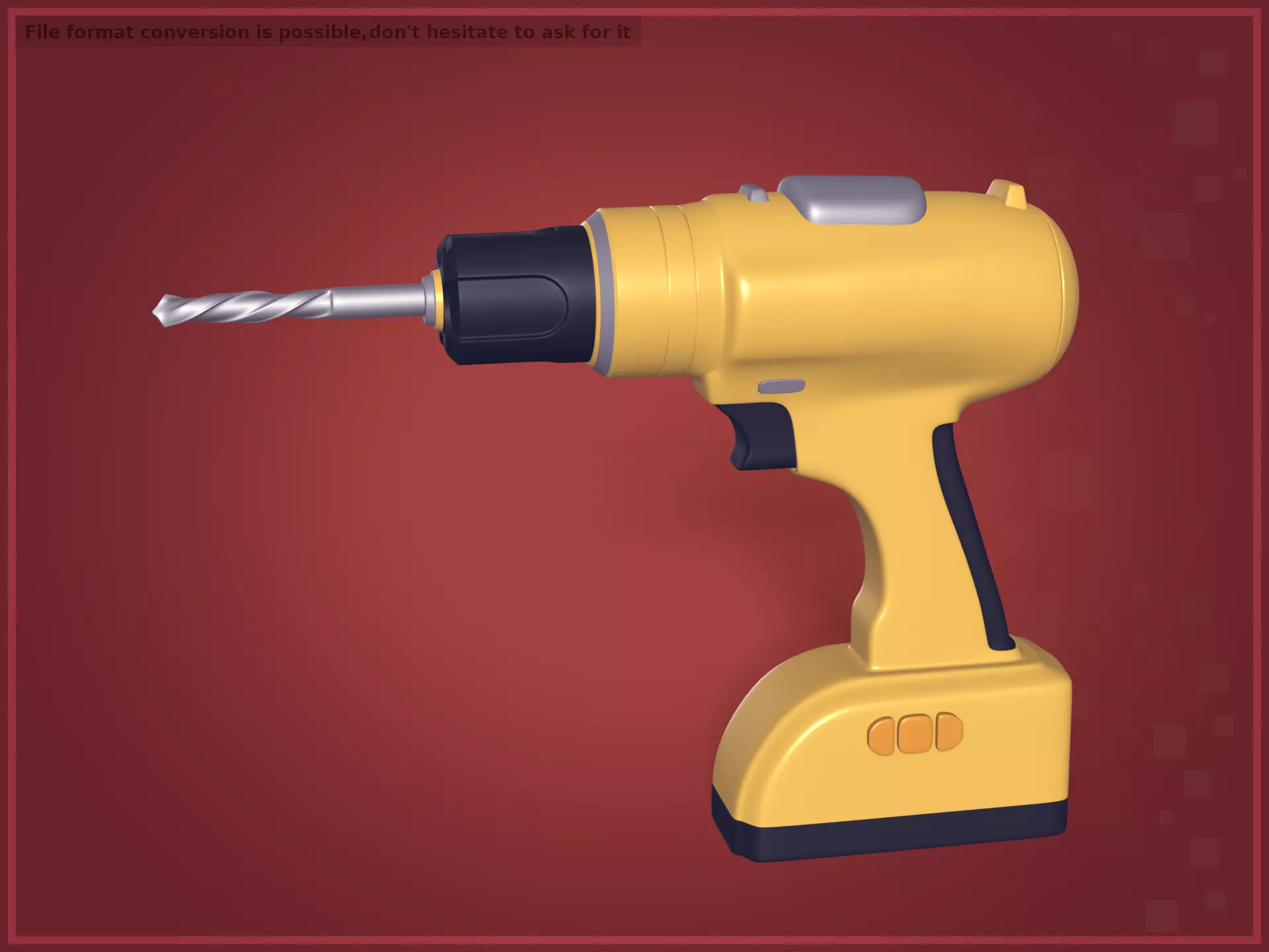 Cordless Drill Low-poly 3D model_0