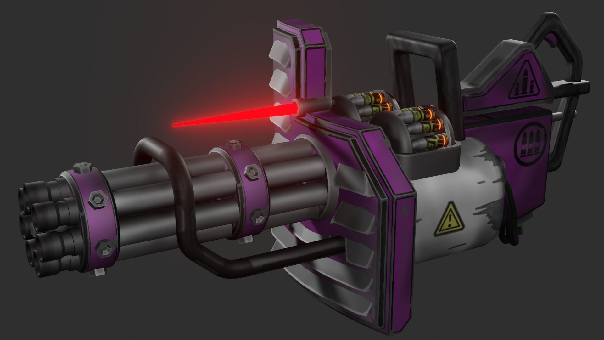 Stylized minigun Low-poly 3D model_7