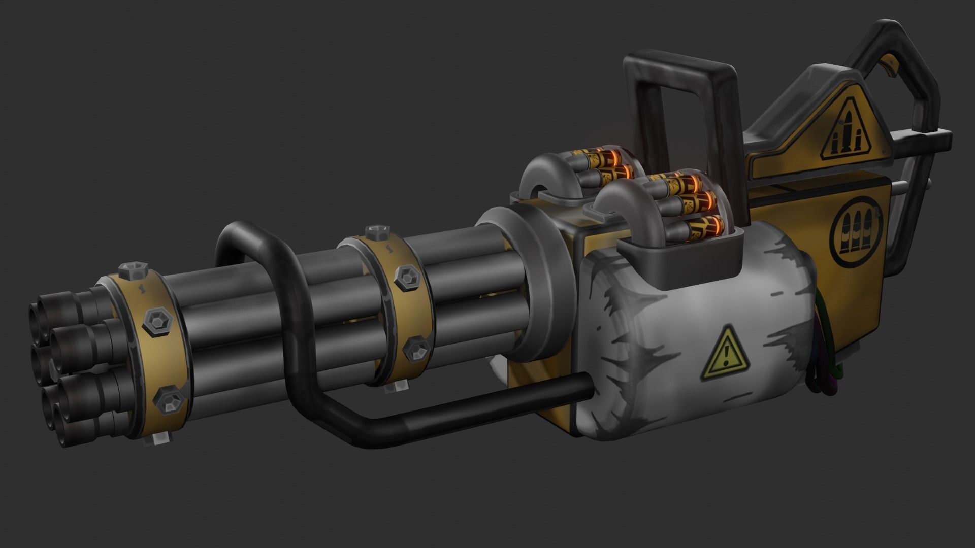 Stylized minigun Low-poly 3D model_13