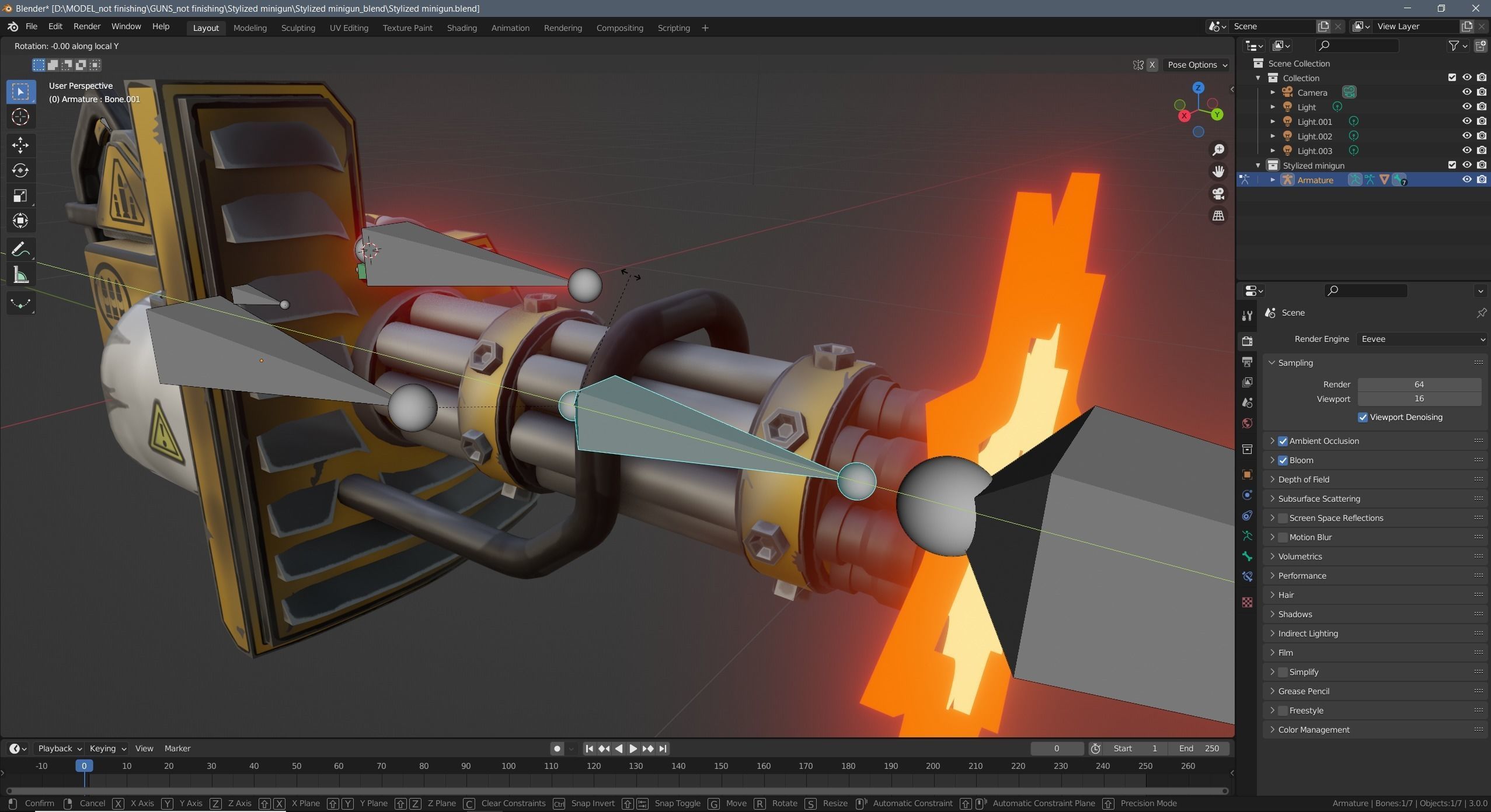 Stylized minigun Low-poly 3D model_24