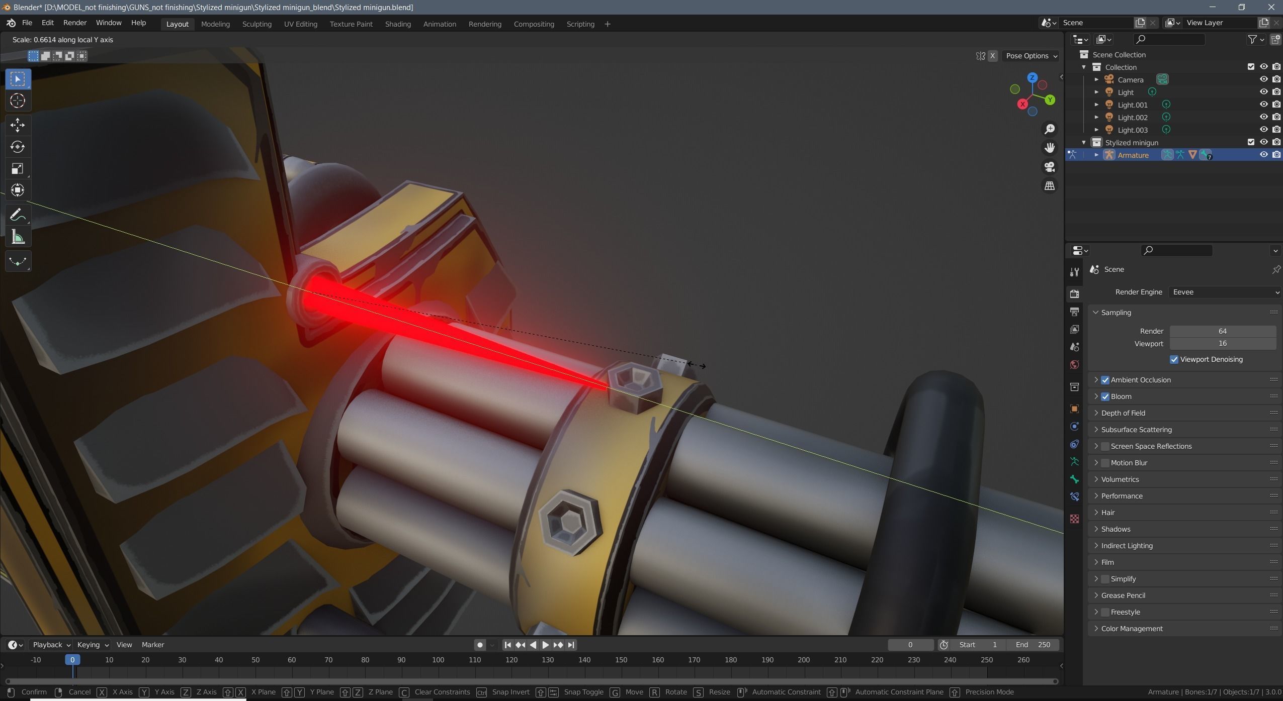 Stylized minigun Low-poly 3D model_23