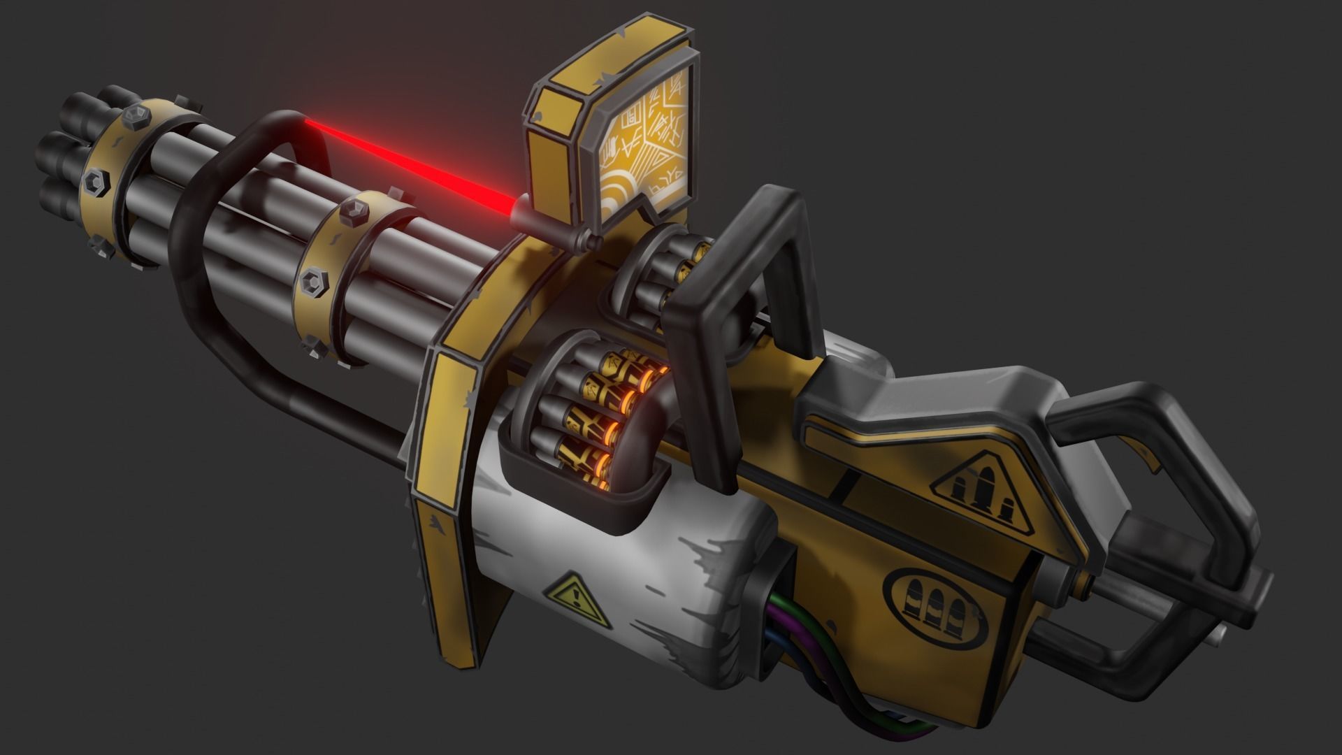 Stylized minigun Low-poly 3D model_2