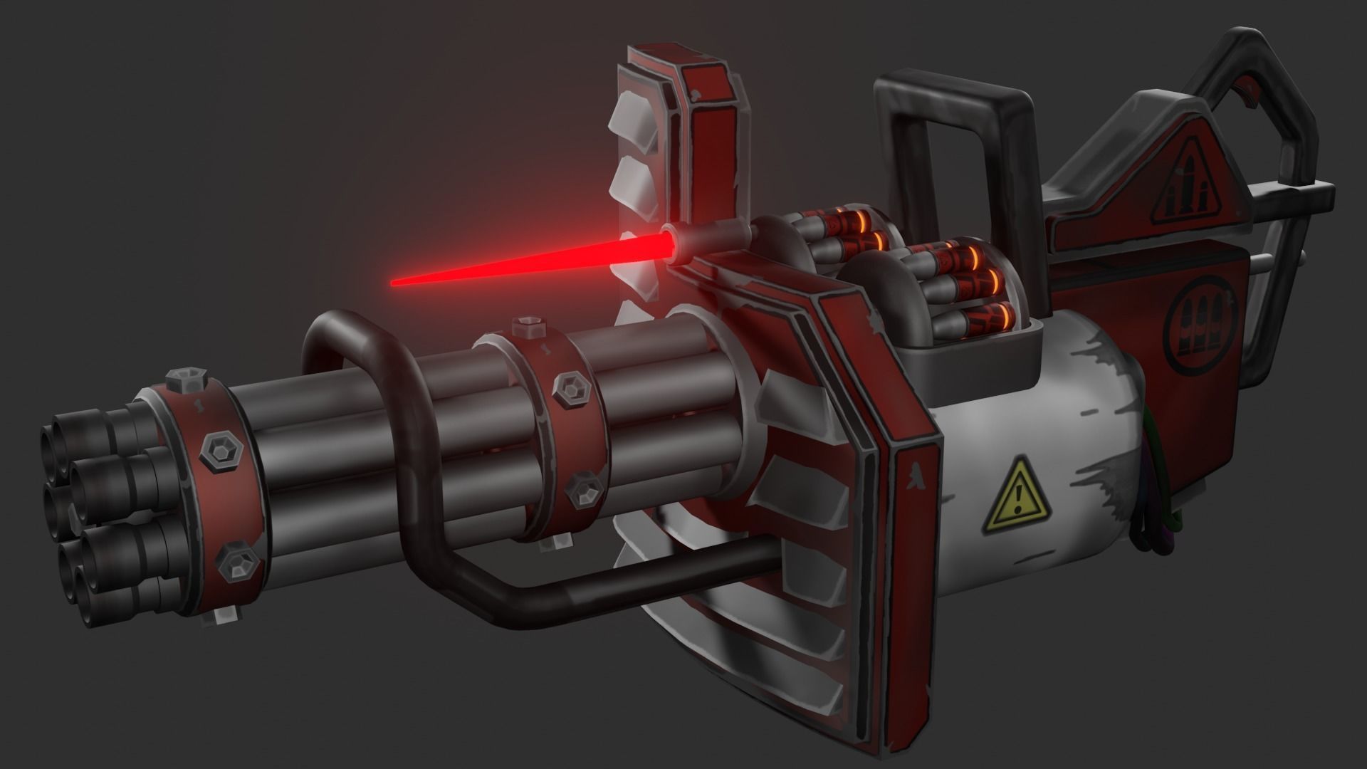 Stylized minigun Low-poly 3D model_9