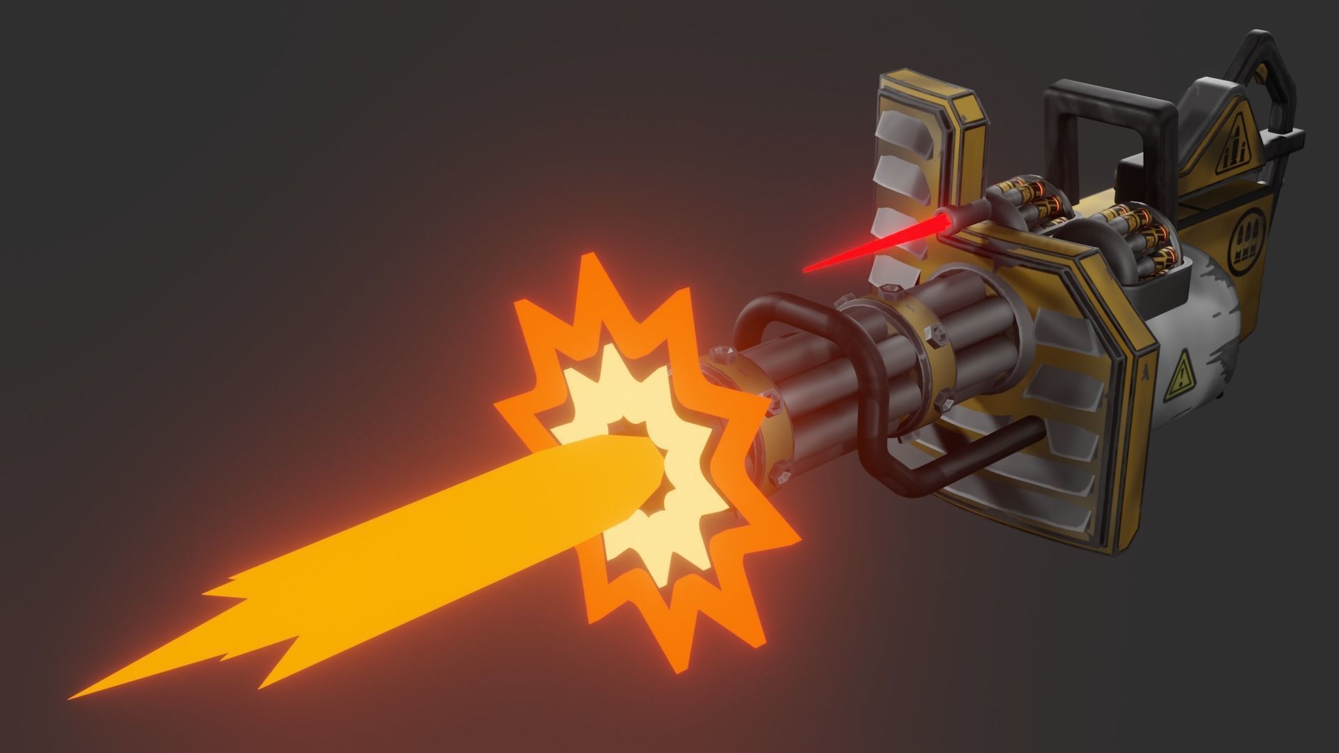 Stylized minigun Low-poly 3D model_15
