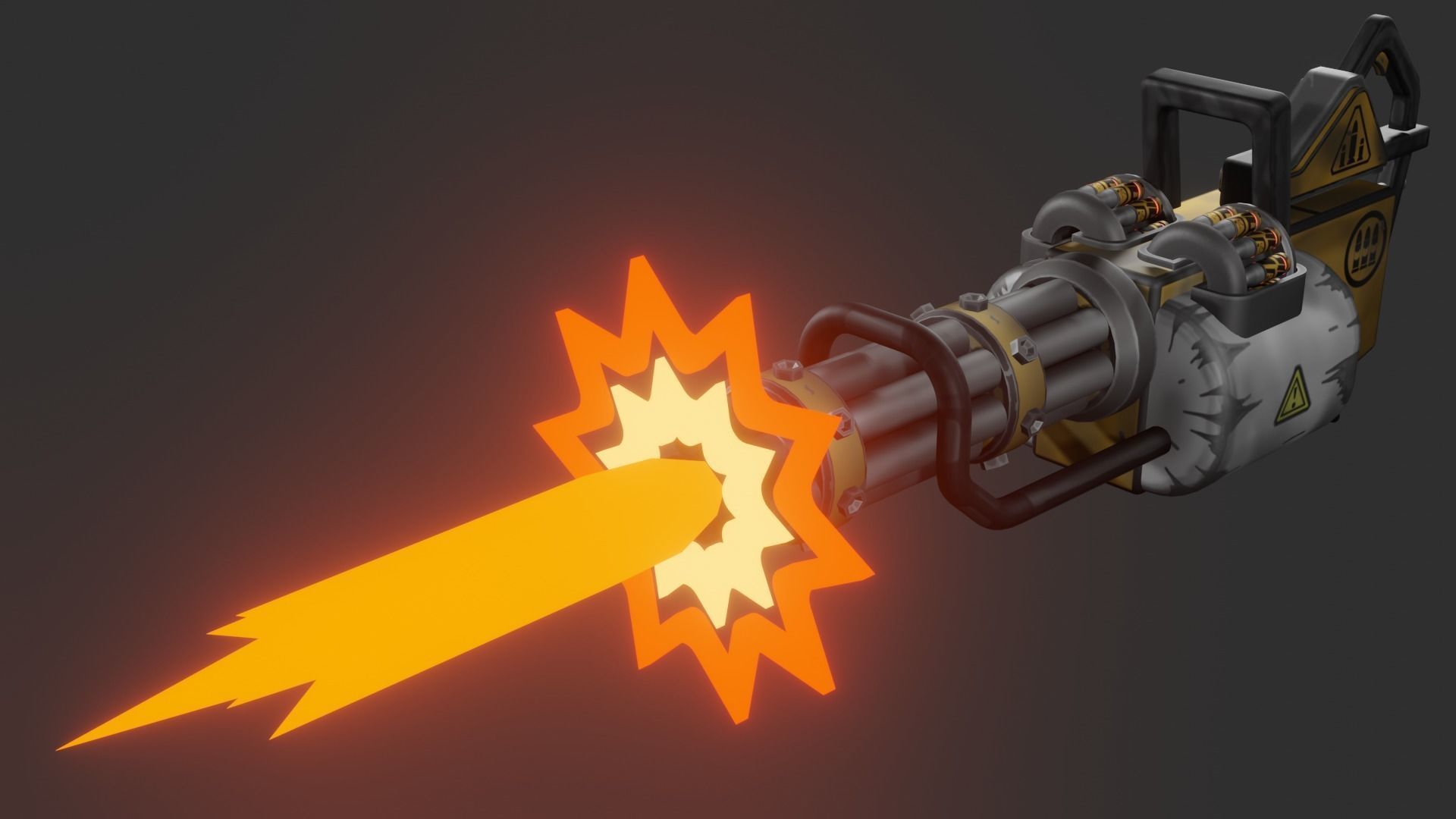 Stylized minigun Low-poly 3D model_16